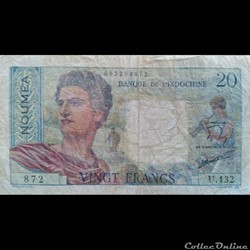 20 Francs - Nouméa Banque de l'indochine