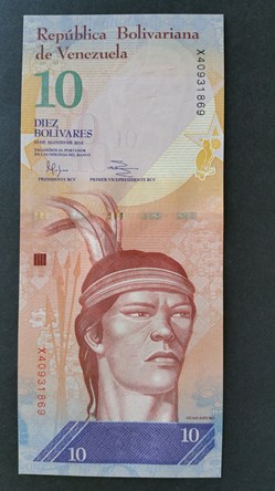 10 Bolivars 2014-Cacique Guaicapuro