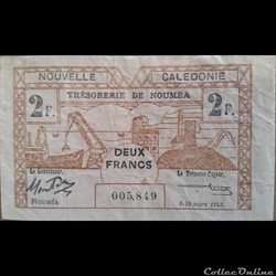 2 Francs 1943 Trésorerie de Nouméa