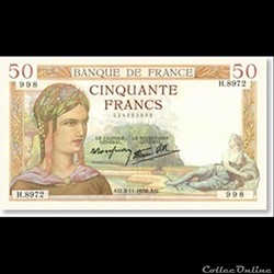 Cinquante Francs 13-7-1939