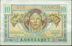 Dix Francs Trésor Français Territoire occupés