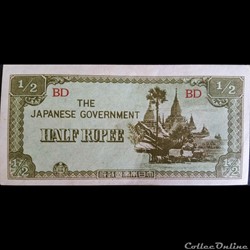 Birmanie 1demie roupies Occupation Japonaise 1942