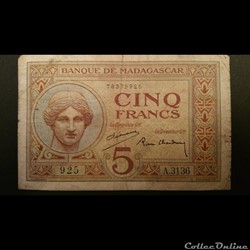 5 Francs Malgache 1937