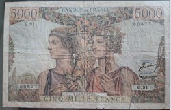 Cinq Mille Francs Terre et Mer 7-2-1952 R