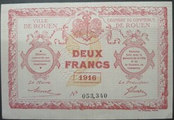 Chambre de commerce de Rouen 2 Francs 1916