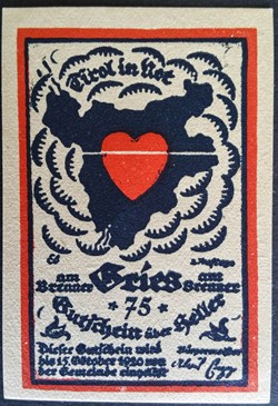 Autriche, Rot, 75 Heller, carte, 1920,