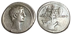 RB01001556 - Gaivs OCTAVIVS - AR Denarivs (Fourée) - ROMA (?); 30 BC