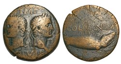 RC01001729 - AVGVSTVS e AGRIPPA - Brass Dupondivs - Nemausus (Gaul); 16 BC