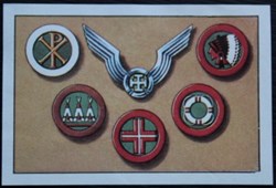 Image / Chromo - La vie fière et joyeuse des scouts - VII-08 - Insigne de raider et badges