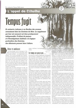 Scénario - L'appel de Cthulhu 5 - Tempus fugit