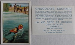 Image / Chromo - La vie fière et joyeuse des scouts - II-07 - Le scout doit aider son prochain