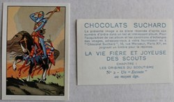Image / Chromo - La vie fière et joyeuse des scouts - I-02 - Un escoute au Moyen âge