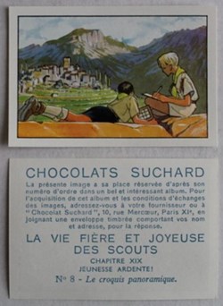 Image / Chromo - La vie fière et joyeuse des scouts - XIX-08 - Le croquis panoramique