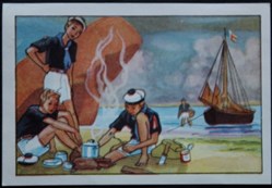 Image / Chromo - La vie fière et joyeuse des scouts - VIII-05 - La popote sur la plage