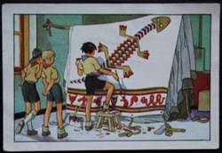 Image / Chromo - La vie fière et joyeuse des scouts - V-08 - La décoration d'une tente