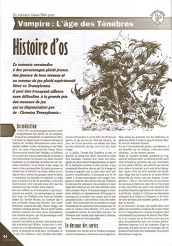 Scénario - Vampire, l'âge des ténèbres - Histoire d'os
