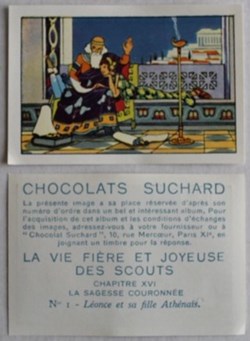 Image / Chromo - La vie fière et joyeuse des scouts - XVI-01 - Léonce et sa fille Athénaïs.
