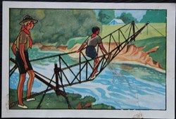 Image / Chromo - La vie fière et joyeuse des scouts - XX-07 - Un pont de corde