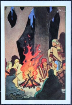 Image / Chromo - La vie fière et joyeuse des scouts - V-09 - Un feu de camp