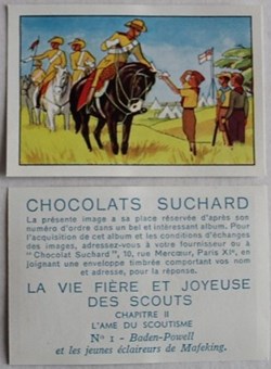 Image / Chromo - La vie fière et joyeuse des scouts - II-01 - Baden Powell et les jeunes éclaireurs