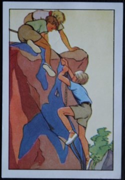 Image / Chromo - La vie fière et joyeuse des scouts - V-04 - L'escalade d'un rocher