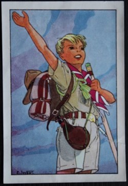 Image / Chromo - La vie fière et joyeuse des scouts - V-10 - Le scout sain et joyeux