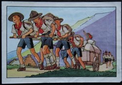 Image / Chromo - La vie fière et joyeuse des scouts - VI-04 - L'arrivée au camp