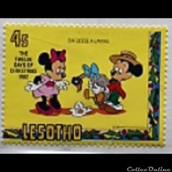 Timbre - Mickey Mouse et Minnie - Lesotho - 0,04