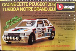 Publicité - BBURAGO - Peugeot 205 Turbo - 1985