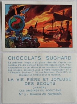 Image / Chromo - La vie fière et joyeuse des scouts - I-03 - Invasion des normands