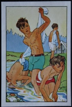 Image / Chromo - La vie fière et joyeuse des scouts - VI-06 - La toilette du matin