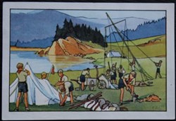 Image / Chromo - La vie fière et joyeuse des scouts - VI-05 - Montage du camp