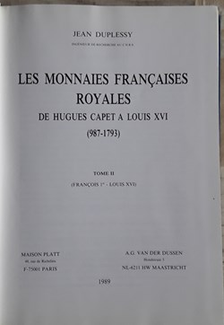 Jean Duplessy , les monnaies Françaises royales
