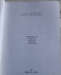 J.R. de Mey , B. Poindessault , répertoire des billets de nécessité Français
