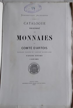 Adolphe Dewisme , Catalogue raisonné des monnaies du comté d'Artois