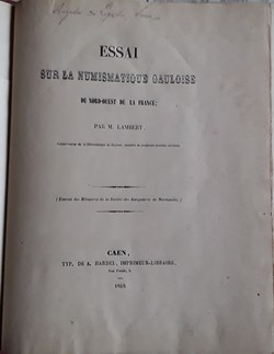 M. Lambert , Essai sur la numismatique Gauloise du nord-ouest de la France