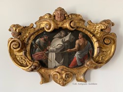 Le martyr de trois moines, boiserie ornementée baroque.