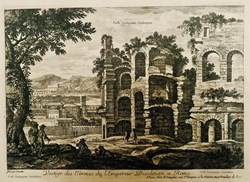 Vestiges des thermes de l’empereur Dioclétien à Rome- gravure de Pérelle