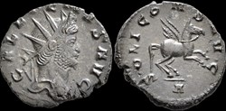 Gallienus Pegasus wearing bridle and chamfron