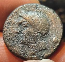 Republique romaine A/Tete Rome a g R/Poue de navire ,marteau -217-215 D24.1 P9.87g RCV615 RRC38/6