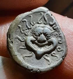 Thrace Apollonia Pontica A/Tete meduse R/Ancre et ecrevisse -400-350 D12 P 3.11g COP456
