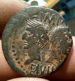 Nimes As A/Tetes adossees Auguste et Agrippa R/Crocodile -16-10 D25.7 P3.06g