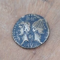 Nimes As serie 3 A/Tetes adossees Agrippa et Octave.R/Crocodile -9-3 D27.1 P12.36 RIC 158