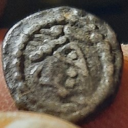 Sceat a l oiseau A / Tete a d R /Croix entre annelets et oiseau dessus D12 P1g B6209-6218 MEC1/684
