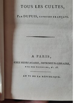 Abrégé de tous les cultes par Dupuis