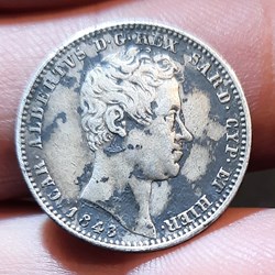 Charles Albert A/Tete nue a d R/ Ecu /Turin D23.1 P4.94g Mont182