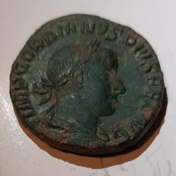 Gordien 3 A/Tete lauree a d R / Empereur a d D27.5 P14.62g C267 RIC 307a