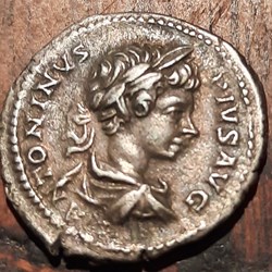 Caracalla A/Buste lauree a d R/Trophee au pied 2 captifs +201 D 19.6 P3.12g RCV 6853 C175 RIC 54b
