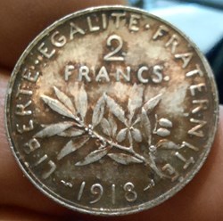 Troisieme Republique 2 frs Semeuse 1918