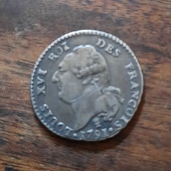 Louis 16 A/ Tete du Roi a g /Genie gravant la constitution D23 P 5 g  C2243 DY 1721